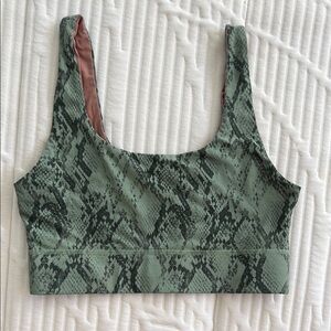 Fabletics Green Snake Print reversible bra